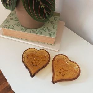 Pair Of Vintage Amber Dishes